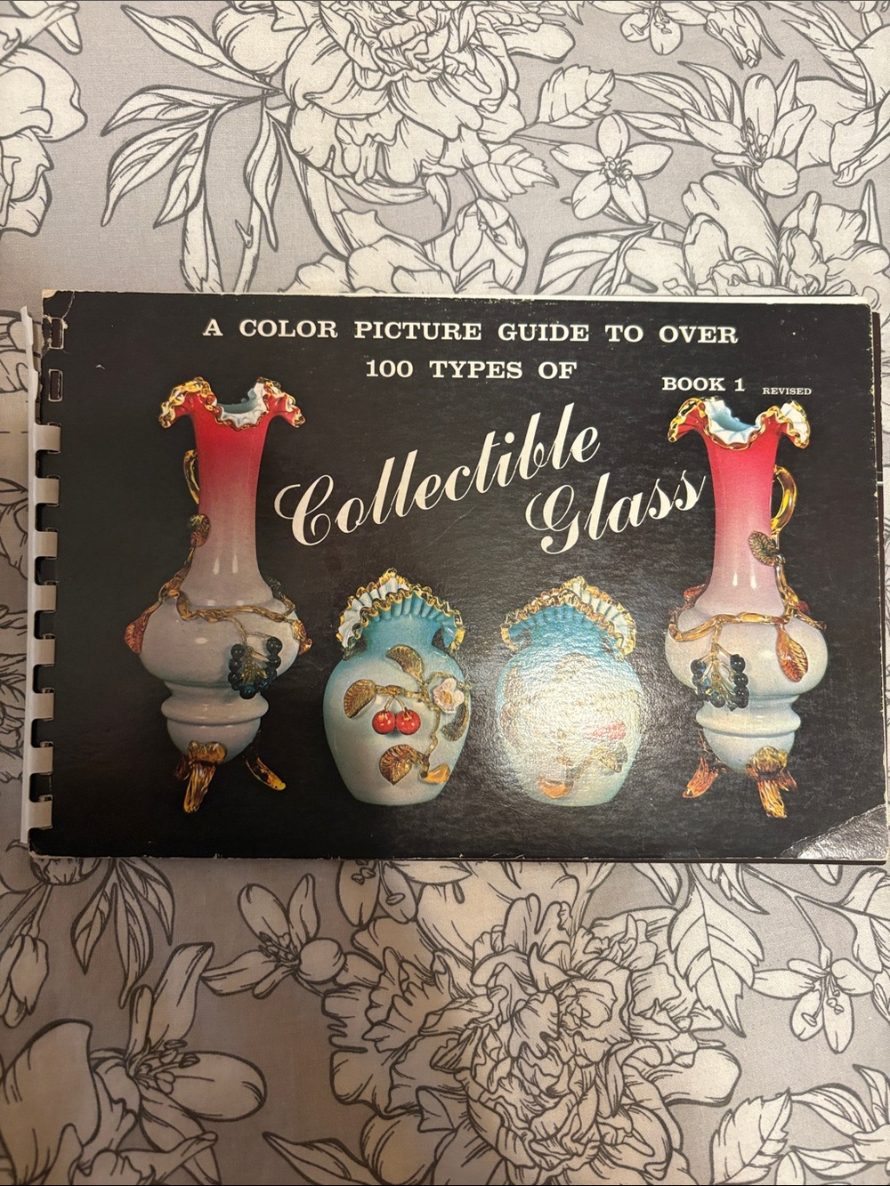 Collectible Glass Color Picture Guide - Black Cover with Pink & White Vases